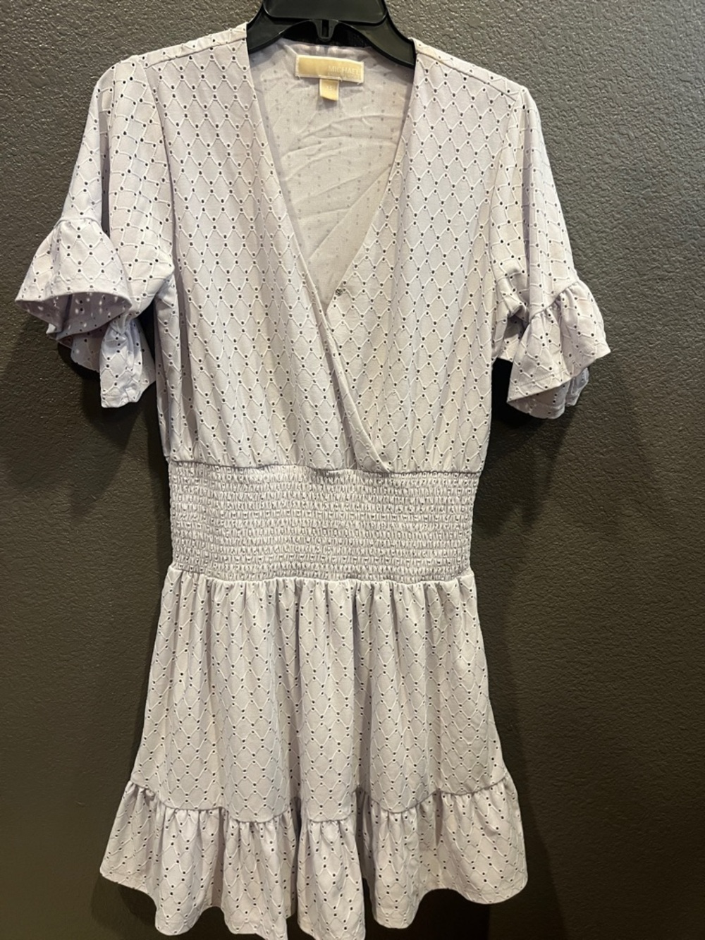 Michael Kors Light Lavender Eyelet Wrap Mini Dress